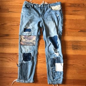 Urban Outfitters Patched Boyfriend Jeans